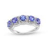 Thumbnail Image 1 of Tanzanite and 1/3 CT. T.W. Diamond Cushion Frame Five Stone Ring in Sterling Silver