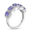 Thumbnail Image 3 of Tanzanite and 1/3 CT. T.W. Diamond Cushion Frame Five Stone Ring in Sterling Silver