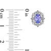 Thumbnail Image 3 of Oval Tanzanite and 1/8 CT. T.W. Diamond Art Deco Vintage-Style Stud Earrings in Sterling Silver