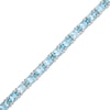 Thumbnail Image 1 of Oval Aquamarine Line Bracelet in Sterling Silver - 7.25"