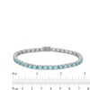 Thumbnail Image 4 of Oval Aquamarine Line Bracelet in Sterling Silver - 7.25"