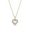 Thumbnail Image 0 of 1/4 CT. T.W. Baguette-Cut and Round Diamond Double Frame Heart Pendant in 10K Gold