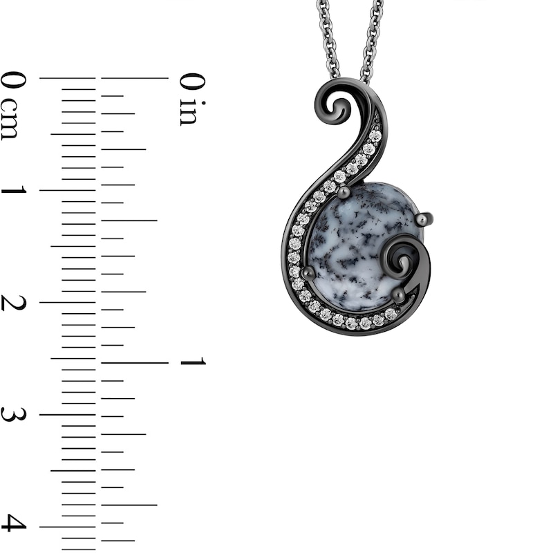Main Image 3 of Enchanted Disney Villains Ursula Oval White Obsidian and 1/8 CT. T.W. Diamond Tentacle Pendant in Sterling Silver