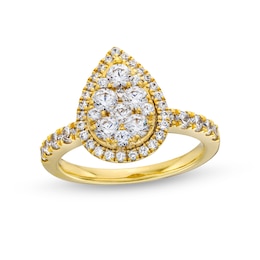 1-1/4 CT. T.W. Pear-Shaped Multi-Diamond Frame Engagement Ring in 14K Gold
