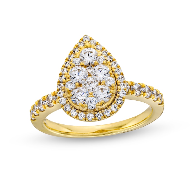 1-1/4 CT. T.W. Pear-Shaped Multi-Diamond Frame Engagement Ring in 14K Gold