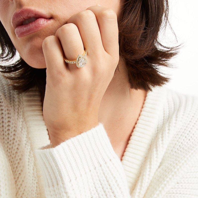 1-1/4 CT. T.W. Pear-Shaped Multi-Diamond Frame Engagement Ring in 14K Gold