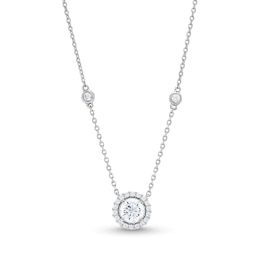 3/4 CT. T.W. Diamond Frame Station Necklace in 14K White Gold