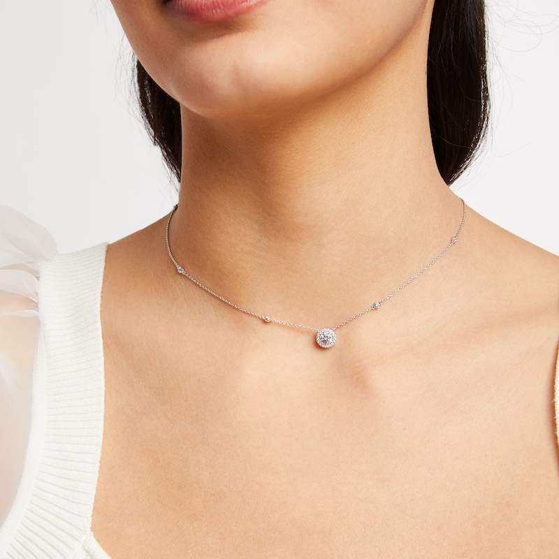 Main Image 2 of 3/4 CT. T.W. Diamond Frame Station Necklace in 14K White Gold