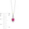 Thumbnail Image 3 of Oval-Shaped Ruby and 1/10 CT. T.W. Diamond Swirl Frame Pendant in 10K Gold