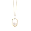 Thumbnail Image 0 of 7.0-7.5mm Cultured Freshwater Pearl and Diamond Accent Hexagon Frame Pendant in 10K Gold