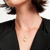 Thumbnail Image 1 of 7.0-7.5mm Cultured Freshwater Pearl and Diamond Accent Hexagon Frame Pendant in 10K Gold