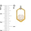 Thumbnail Image 3 of 6.0-6.5mm Freshwater Cultured Pearl and Diamond Accent Hexagon Frame Drop Earrings in 10K Gold