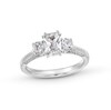Thumbnail Image 1 of 1-1/2 CT. T.W. Certified Emerald-Cut and Round Diamond Past Present Future® Engagement Ring in 14K White Gold (I/SI2)