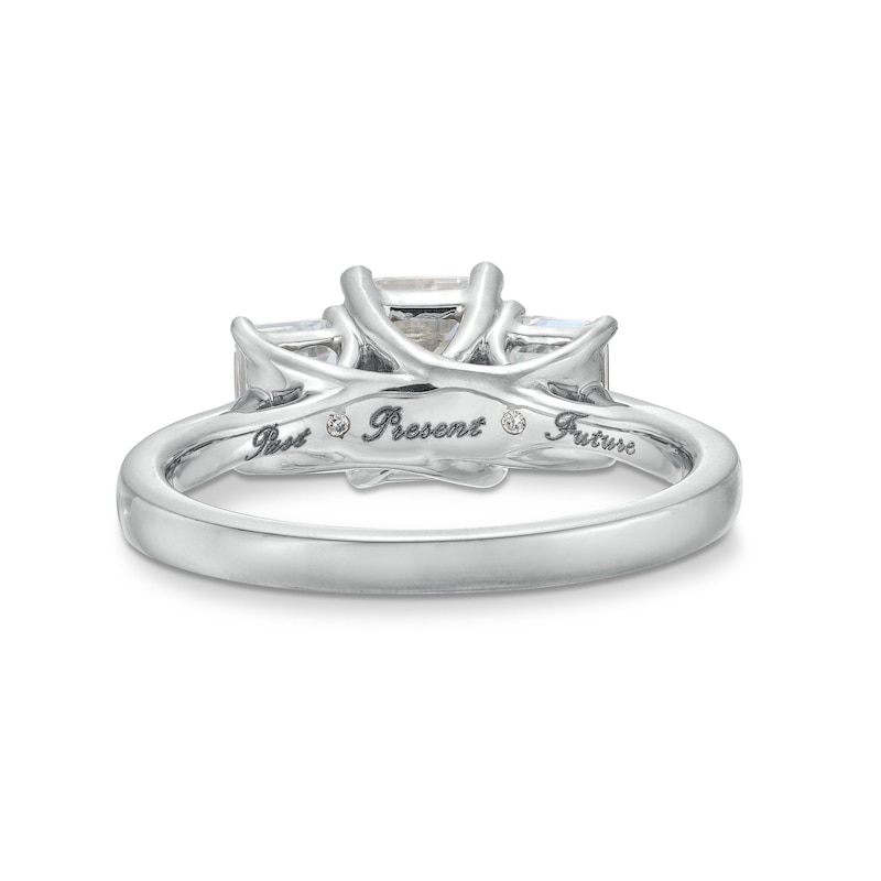 Main Image 5 of 2 CT. T.W. Emerald-Cut Certified Lab-Grown Diamond Past Present Future® Engagement Ring in 14K White Gold (F/VS2)