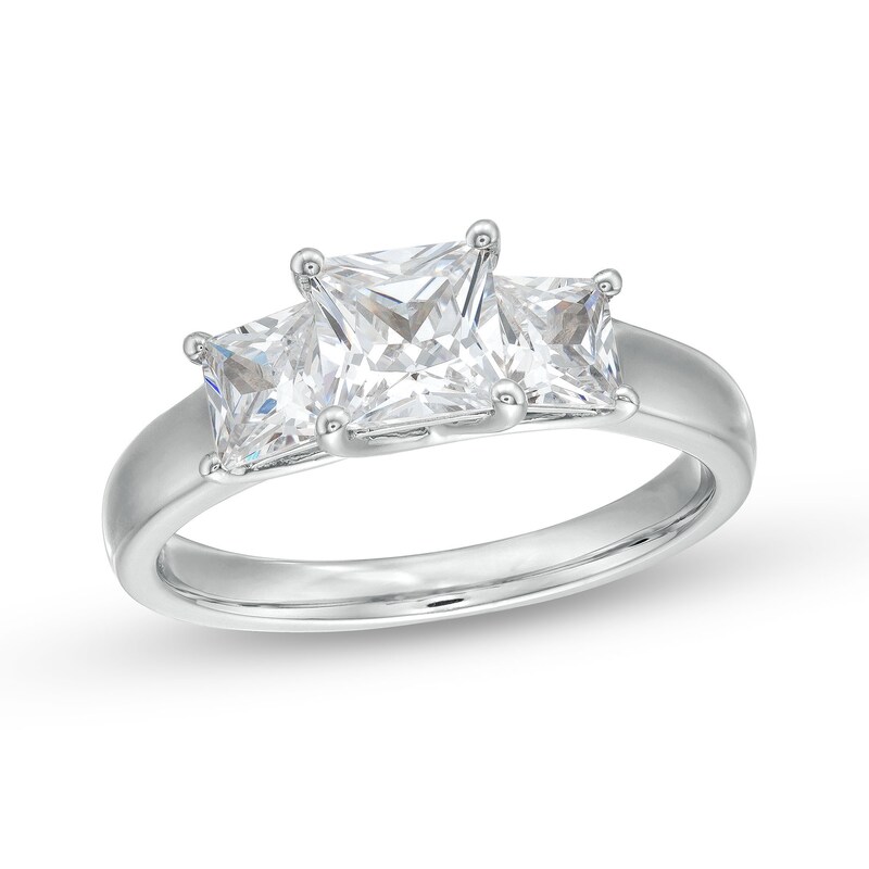 Main Image 1 of 2 CT. T.W. Princess-Cut Certified Lab-Grown Diamond Past Present Future® Engagement Ring in 14K White Gold (F/VS2)