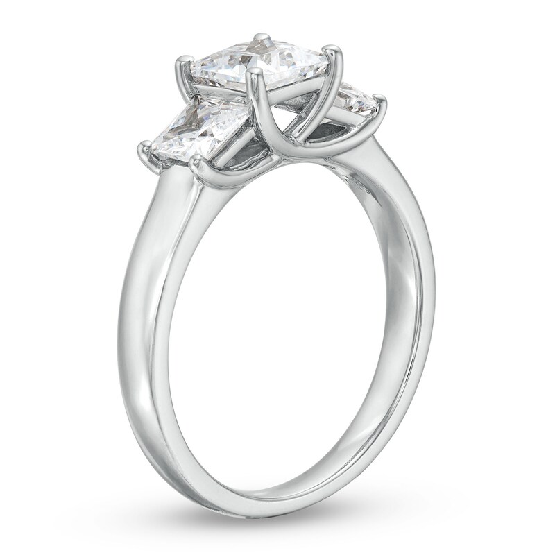 Main Image 3 of 2 CT. T.W. Princess-Cut Certified Lab-Grown Diamond Past Present Future® Engagement Ring in 14K White Gold (F/VS2)