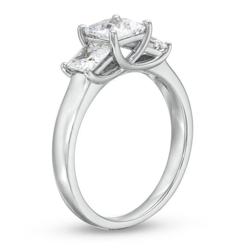 2 CT. T.W. Princess-Cut Certified Lab-Created Diamond Past Present Future® Engagement Ring in 14K White Gold (F/VS2)