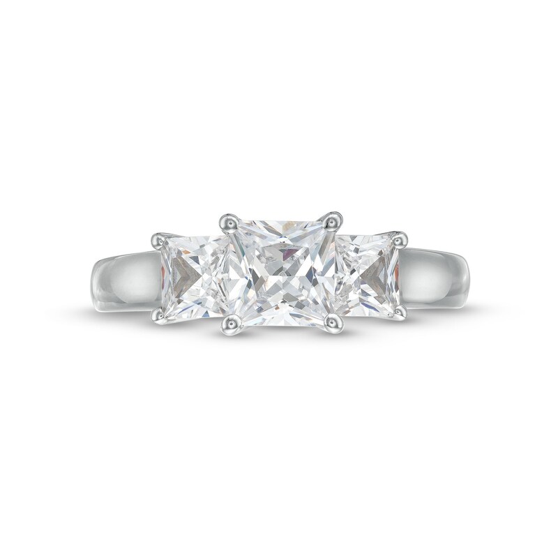 Main Image 4 of 2 CT. T.W. Princess-Cut Certified Lab-Grown Diamond Past Present Future® Engagement Ring in 14K White Gold (F/VS2)