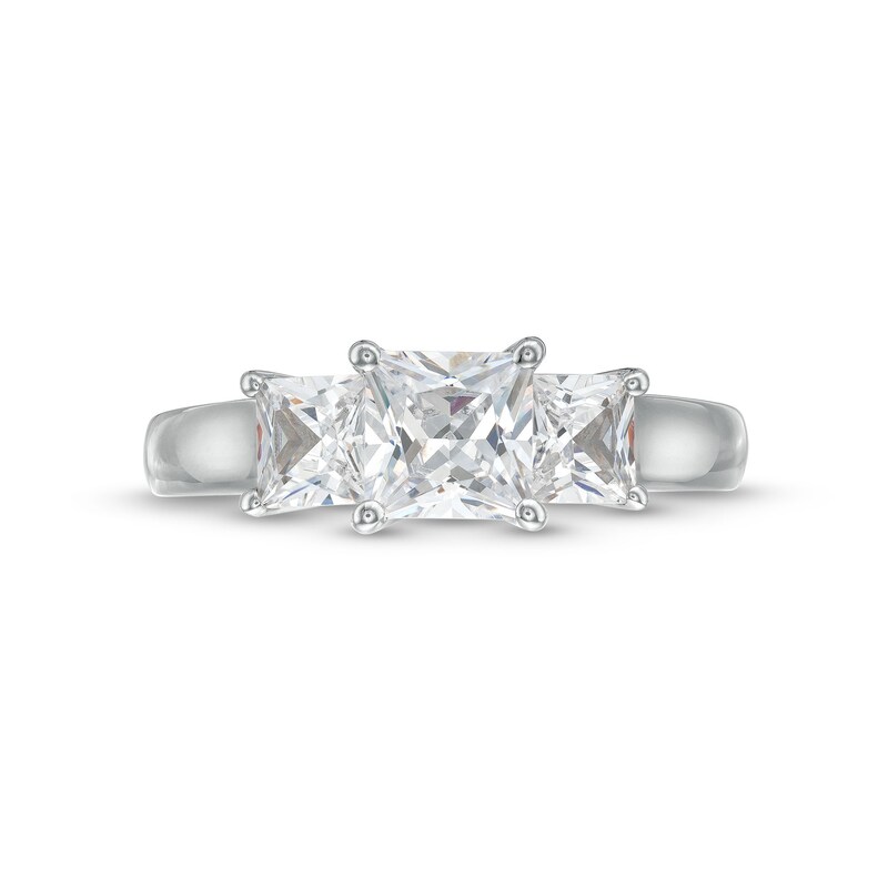 2 CT. T.W. Princess-Cut Certified Lab-Created Diamond Past Present Future® Engagement Ring in 14K White Gold (F/VS2)