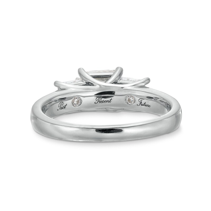 2 CT. T.W. Princess-Cut Certified Lab-Created Diamond Past Present Future® Engagement Ring in 14K White Gold (F/VS2)