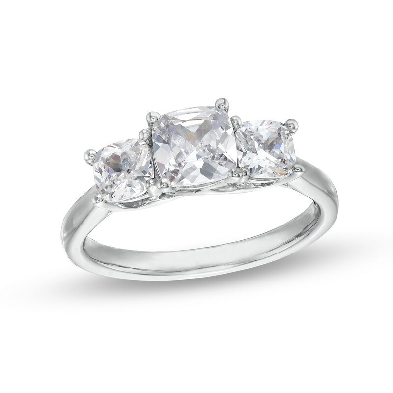 Main Image 1 of 2 CT. T.W. Cushion-Cut Certified Lab-Grown Diamond Past Present Future® Engagement Ring in 14K White Gold (F/VS2)