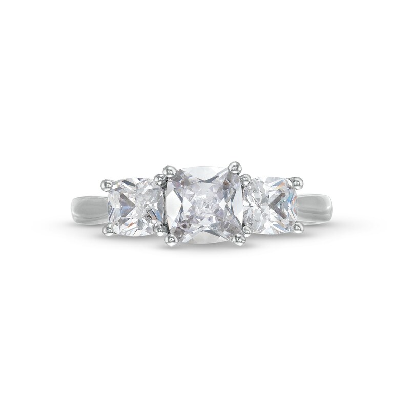 Main Image 4 of 2 CT. T.W. Cushion-Cut Certified Lab-Grown Diamond Past Present Future® Engagement Ring in 14K White Gold (F/VS2)