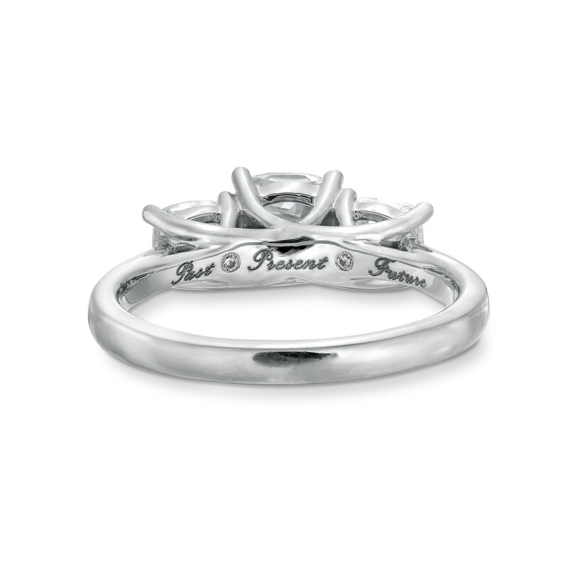 Main Image 5 of 2 CT. T.W. Cushion-Cut Certified Lab-Grown Diamond Past Present Future® Engagement Ring in 14K White Gold (F/VS2)