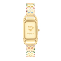 Ladies' Coach Cadie Gold-Tone IP Bangle Watch with Rectangular Dial (Model: 14504195)