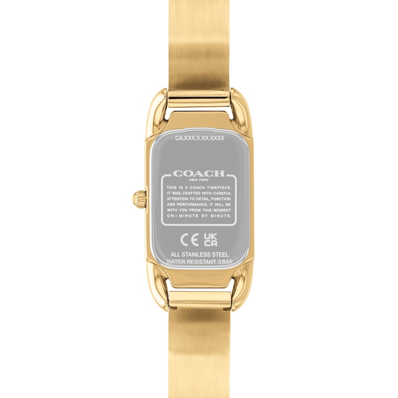 Main Image 3 of Ladies' Coach Cadie Crystal Accent Gold-Tone IP Bangle Watch with Rectangular Black Dial (Model: 14504250)