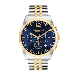 Men's Coach Greyson Two-Tone IP Chronograph Watch with Blue Dial (Model: 14602659)