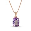 Thumbnail Image 1 of Cushion-Cut Amethyst and White Lab-Created Sapphire Pendant in Sterling Silver with 14K Rose Gold Plate