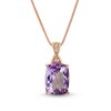 Thumbnail Image 0 of Cushion-Cut Amethyst and White Lab-Created Sapphire Pendant in Sterling Silver with 14K Rose Gold Plate