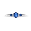 Thumbnail Image 3 of Oval and Round Blue Sapphire with Diamond Accent Three Stone Collar Ring in 10K White Gold