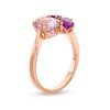 Thumbnail Image 2 of Oval and Round Amethyst with White Lab-Created Sapphire Cluster Ring in Sterling Silver with 14K Rose Gold Plate