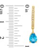 Thumbnail Image 3 of Pear-Shaped Swiss Blue Topaz and White Lab-Created Sapphire Dangle Earrings in Sterling Silver with 10K Gold Plate