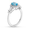 Thumbnail Image 2 of Oval Swiss Blue Topaz and White Lab-Created Sapphire Frame Pendant and Ring Set in Sterling Silver - Size 7