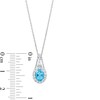 Thumbnail Image 5 of Oval Swiss Blue Topaz and White Lab-Created Sapphire Frame Pendant and Ring Set in Sterling Silver - Size 7