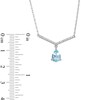 Thumbnail Image 3 of Pear-Shaped Aquamarine Dangle and White Lab-Created Sapphire Chevron Bar Necklace in Sterling Silver