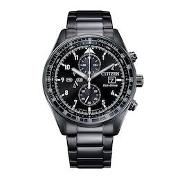 Men's Citizen Eco-Drive® Caliber Black IP Chronograph Watch with Black Dial (Model: CA0775-52E)
