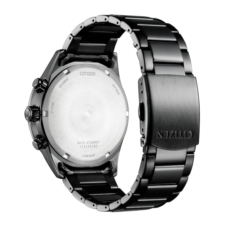 Main Image 3 of Men's Citizen Eco-Drive® Caliber Black IP Chronograph Watch with Black Dial (Model: CA0775-52E)