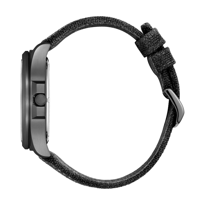 Main Image 2 of Men's Citizen Eco-Drive® Classic Black Leather Strap Watch with Black Dial (Model: AW0115-03E)