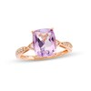 Thumbnail Image 1 of Cushion-Cut Amethyst and White Lab-Created Sapphire Cocktail Ring in Sterling Silver with 14K Rose Gold Plate - Size 7