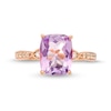 Thumbnail Image 4 of Cushion-Cut Amethyst and White Lab-Created Sapphire Cocktail Ring in Sterling Silver with 14K Rose Gold Plate - Size 7