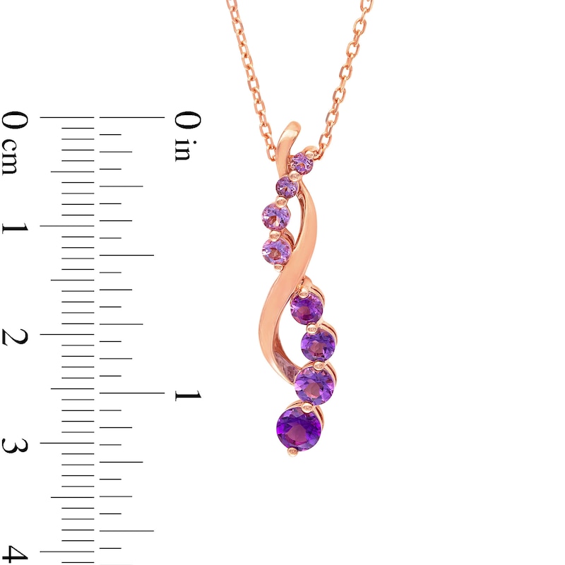 Journey Amethyst Twist Ribbon Pendant in Sterling Silver with 14K Rose Gold Plate