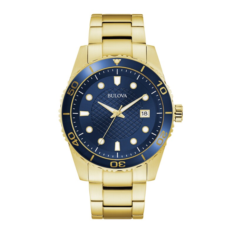 Main Image 1 of Men's Bulova Classic Gold-Tone Watch with Dark Blue Dial (Model: 98A197)