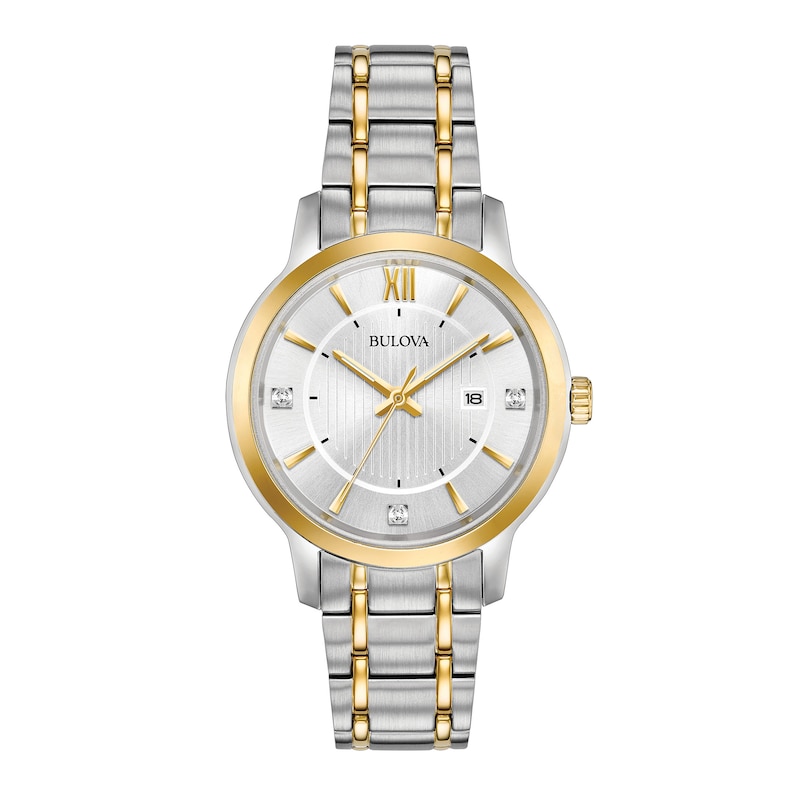Main Image 1 of Ladies' Bulova Classic Diamond Accent Two-Tone Watch with Silver-Tone Dial (Model: 98P175)