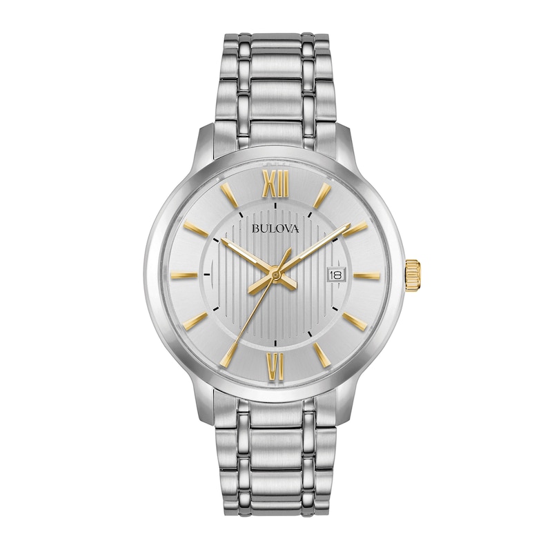 Main Image 1 of Men's Bulova Classic Diamond Accent Two-Tone Watch with Silver-Tone Dial (Model: 98B306)