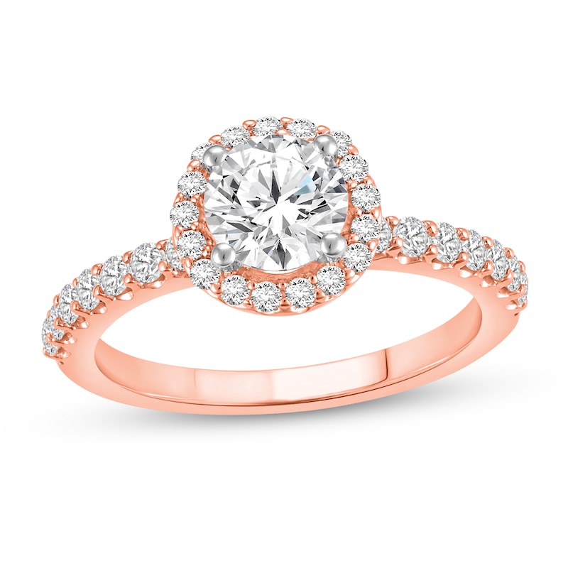 Main Image 1 of 1-1/2 CT. T.W. Certified Lab-Grown Diamond Frame Engagement Ring in 14K Rose Gold (F/VS2)