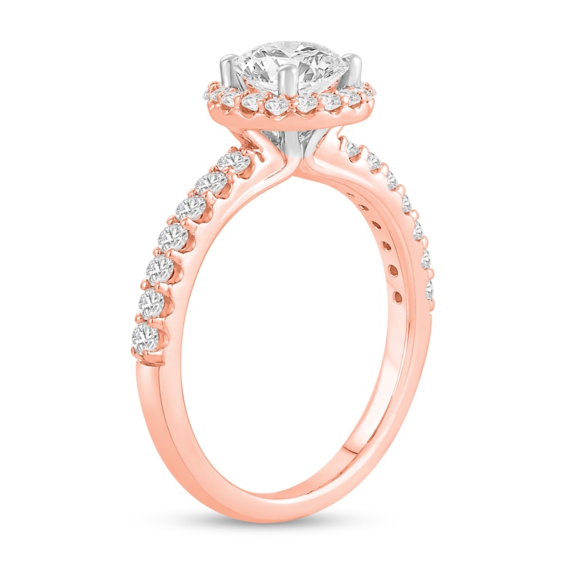 Main Image 2 of 1-1/2 CT. T.W. Certified Lab-Grown Diamond Frame Engagement Ring in 14K Rose Gold (F/VS2)