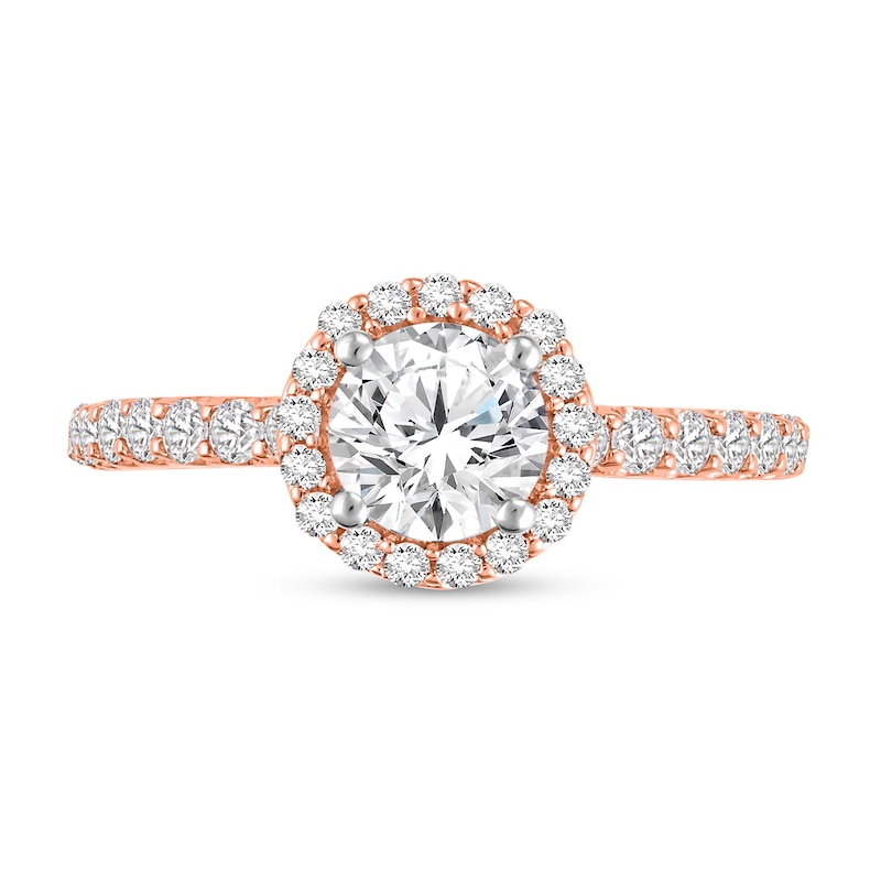 Main Image 3 of 1-1/2 CT. T.W. Certified Lab-Grown Diamond Frame Engagement Ring in 14K Rose Gold (F/VS2)